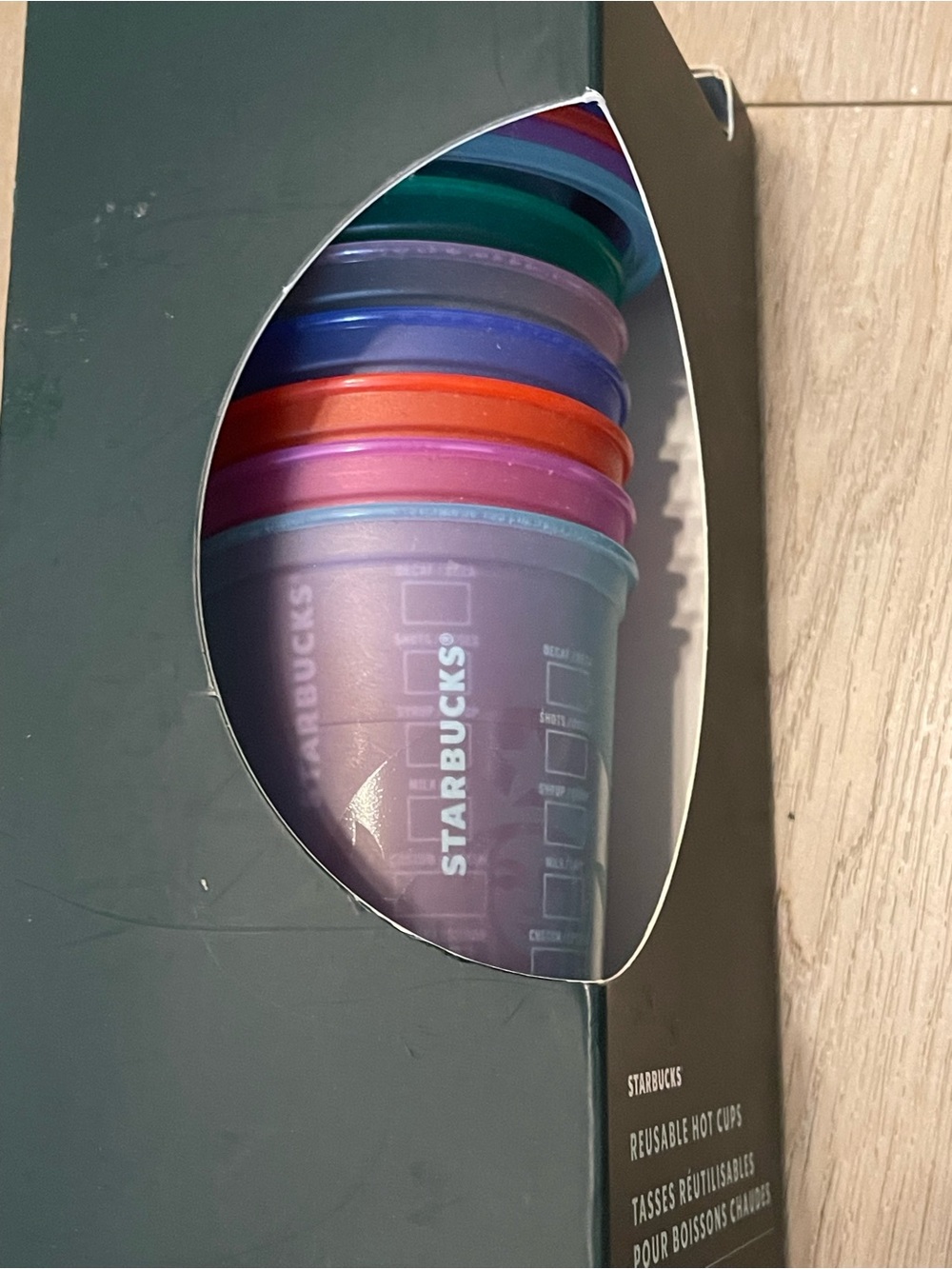 Starbucks Reusable Cups with Purple, Blue, Teal, Pink, Orange, Red Lids